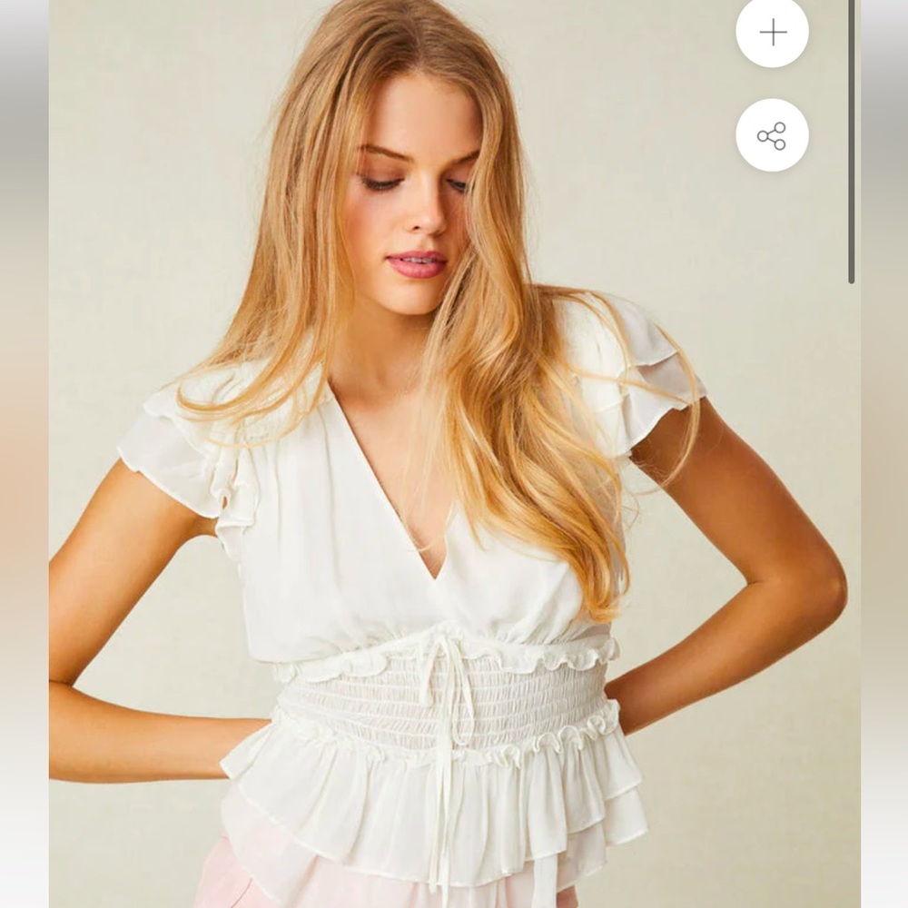 LoveShackFancy Warden Top in Antique White